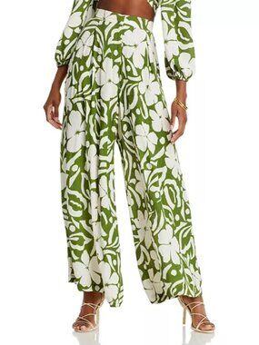 179$ Faithfull the Brand Felicity Printed Pants Size L Floral-Olive